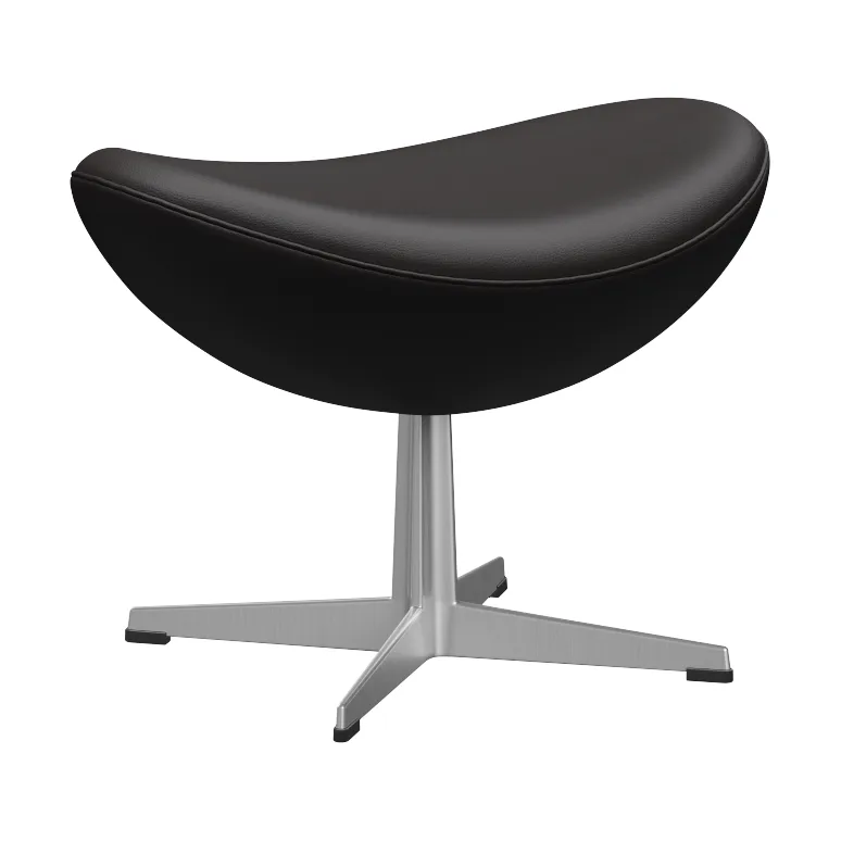 Ägget 3127 fotpall, Leather Aura Black Brown-steel Fritz Hansen