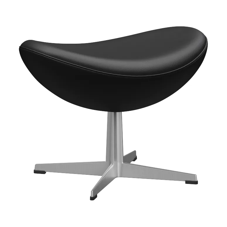 Ägget 3127 fotpall, Leather Aura Black-steel Fritz Hansen