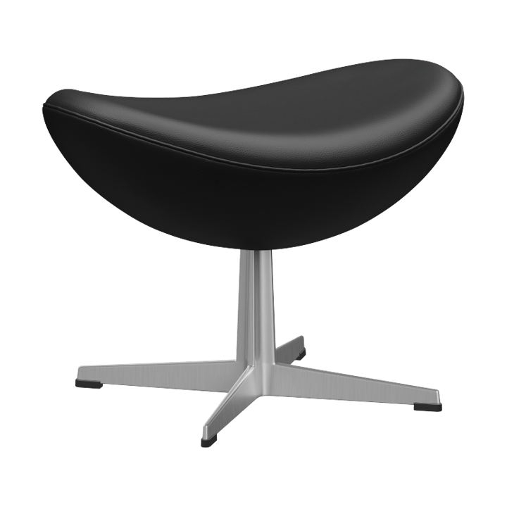 Ägget 3127 fotpall - Leather Aura Black-steel - Fritz Hansen