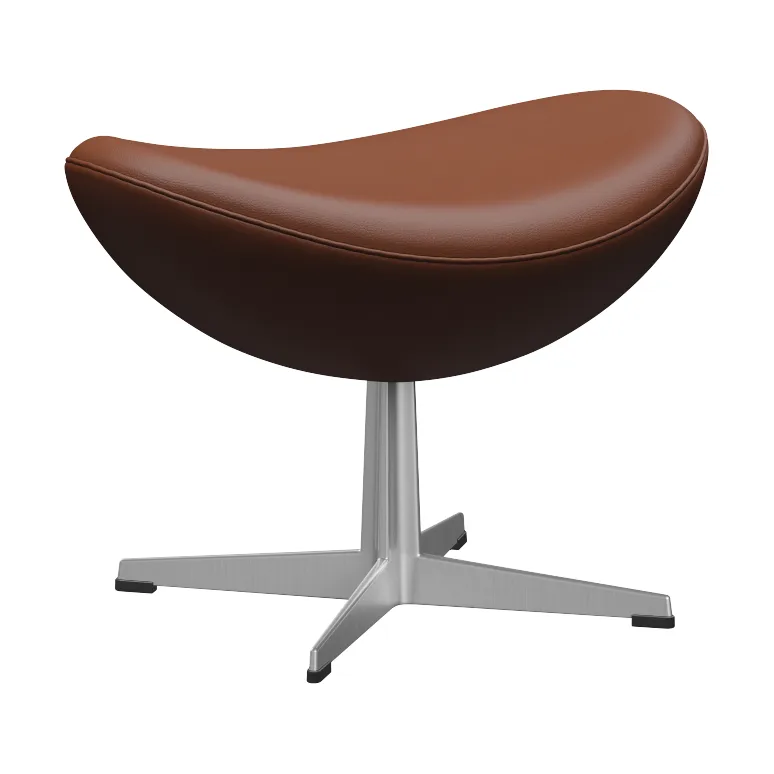 Ägget 3127 fotpall, Leather Aura Cognac-steel Fritz Hansen