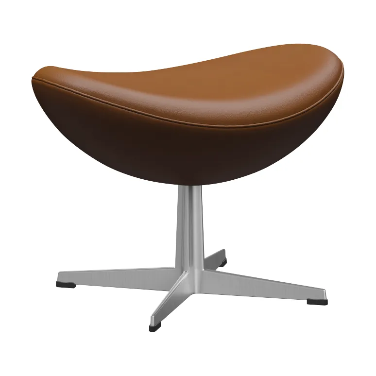 Ägget 3127 fotpall, Leather Aura Walnut-steel Fritz Hansen