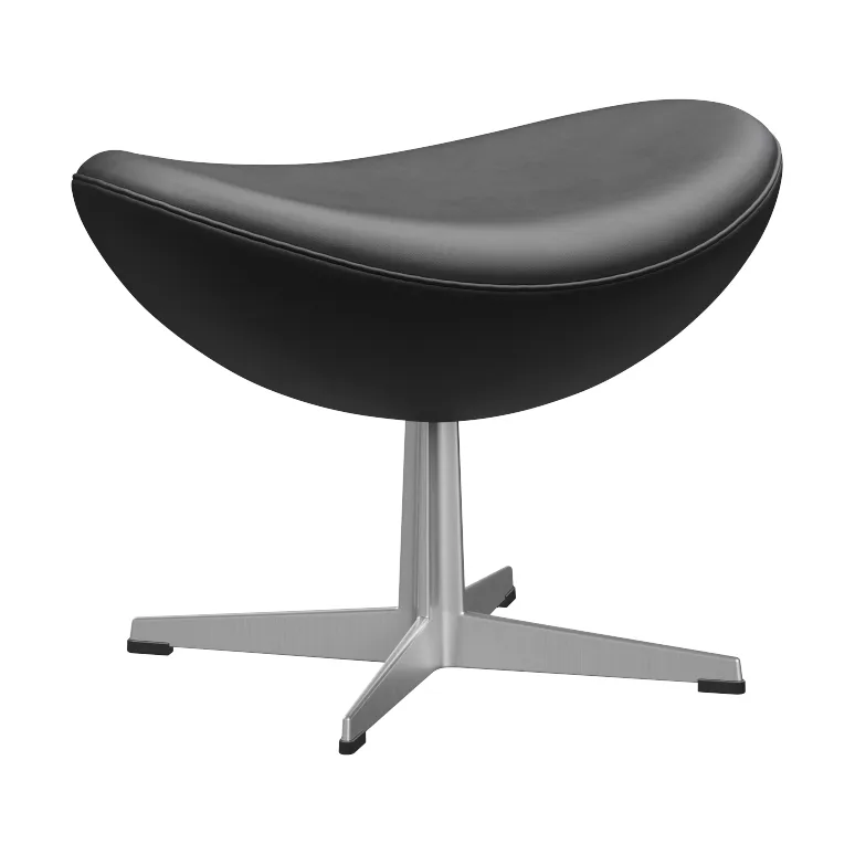 Ägget 3127 fotpall, Leather Essential Black-steel Fritz Hansen