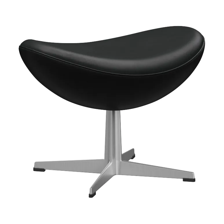 Ägget 3127 fotpall, Leather Grace Black-steel Fritz Hansen