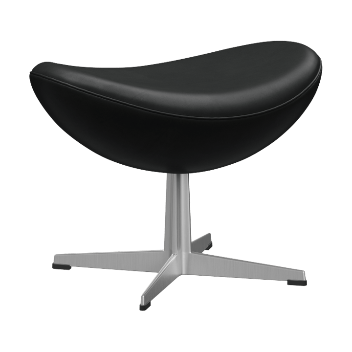 Ägget 3127 fotpall - Leather Grace Black-steel - Fritz Hansen