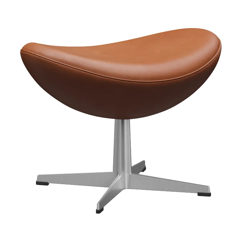 Ägget 3127 fotpall, Leather Grace Walnut-steel Fritz Hansen