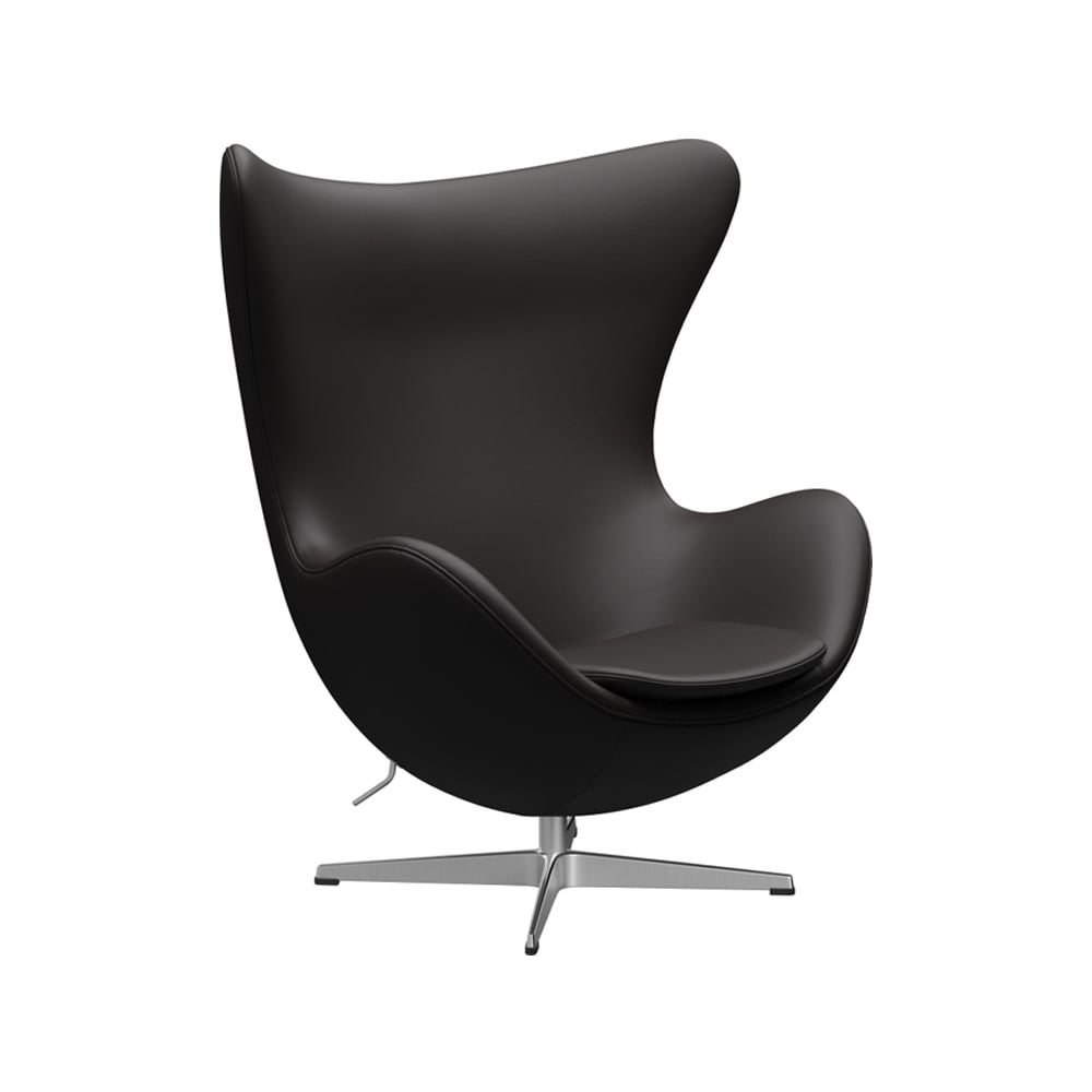 Fritz Hansen Ägget 3316 fåtölj Leather aura black brown-steel