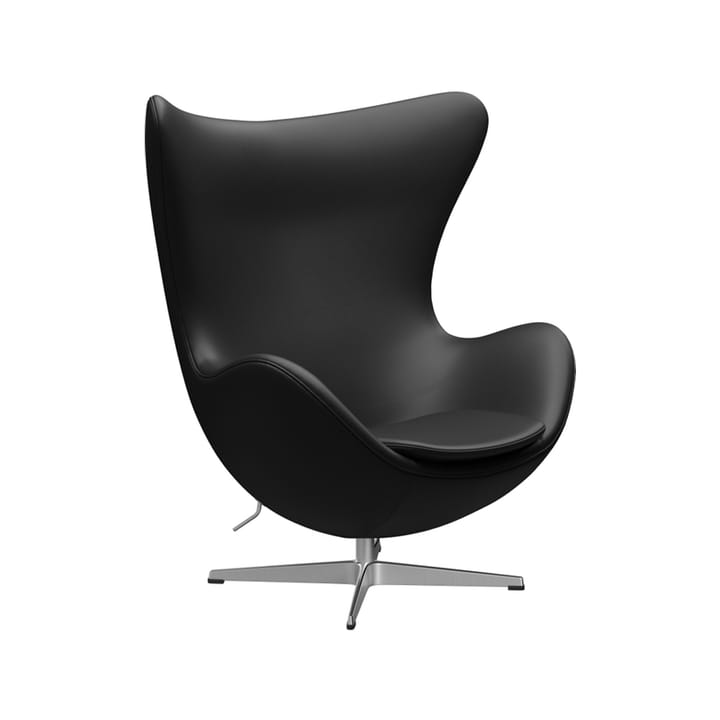 Ägget 3316 fåtölj - Leather aura black-steel - Fritz Hansen