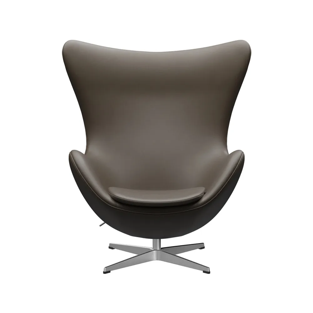 Ägget 3316 fåtölj, Leather essential stone-steel Fritz Hansen