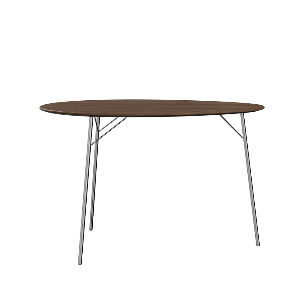 Fritz Hansen Ägget bord Lackerad valnöt-chrome | Skandinavisk Design | Matbord | Brun