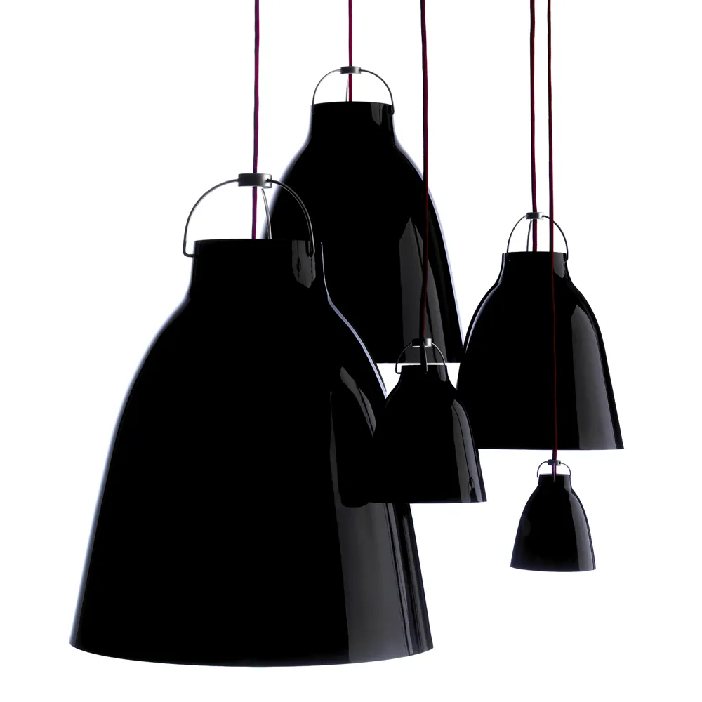 Caravaggio 1 pendel, Svart-svart textilsladd Fritz Hansen
