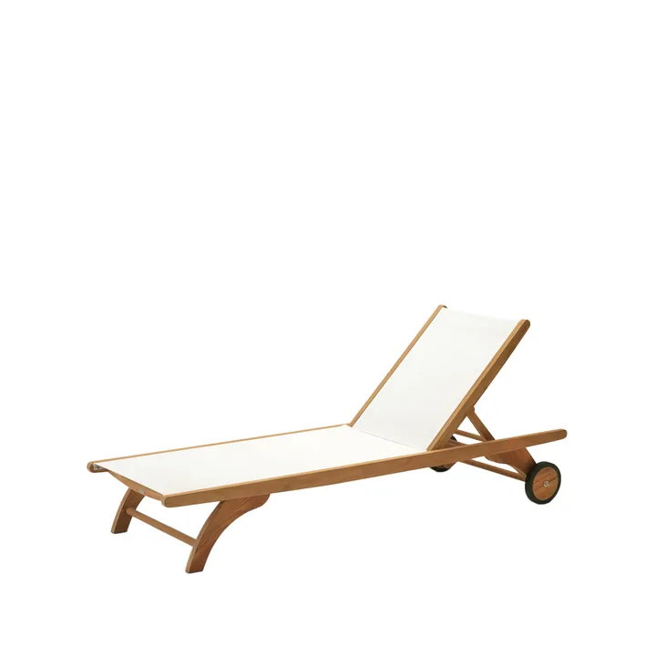 Columbus solsäng - tyg sun texture white, teak - Fritz Hansen