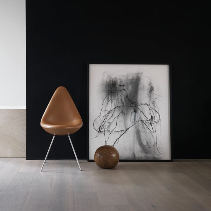 Droppen 3110 Helklädd stol, Leather essential black-chrome Fritz Hansen