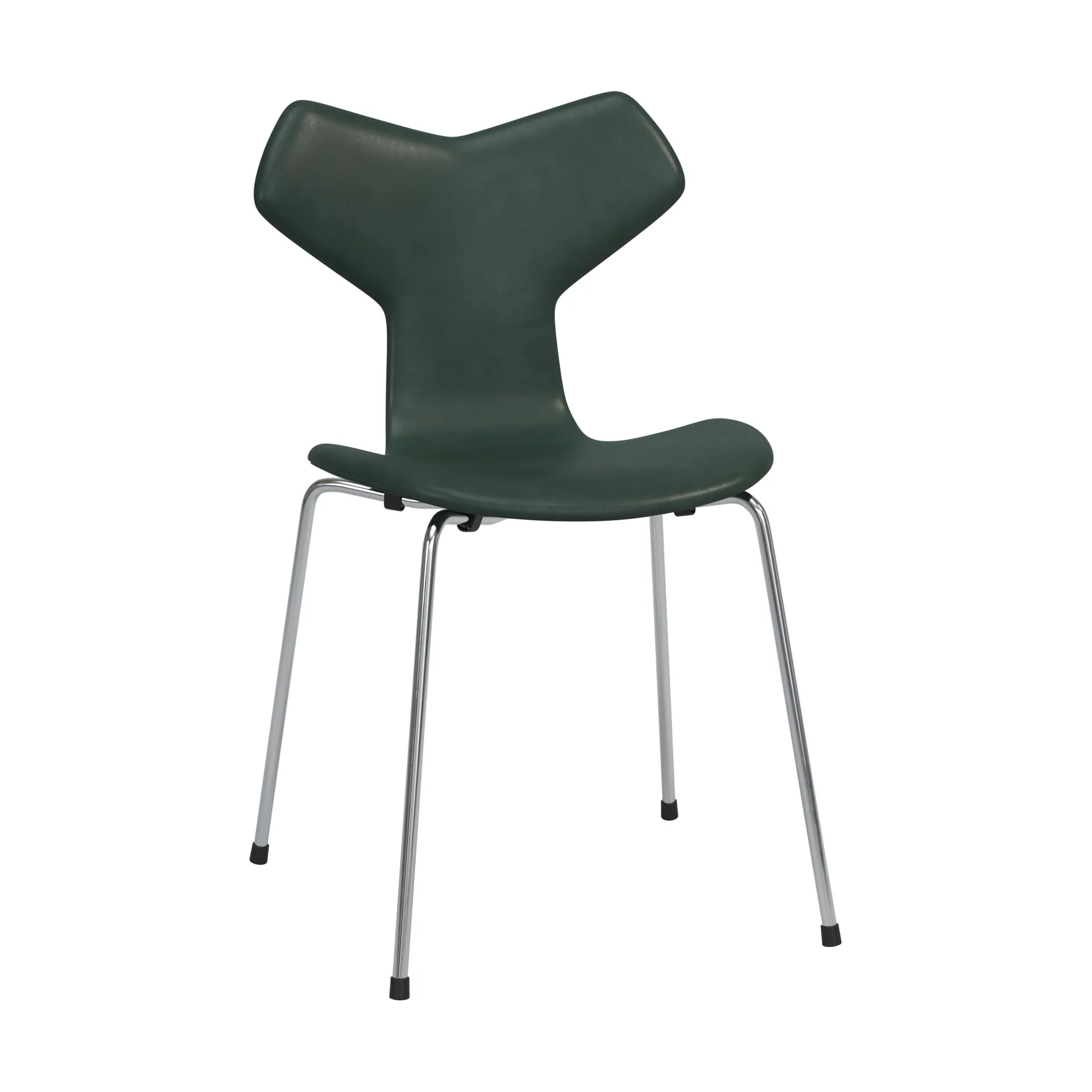 Grand Prix 3130 helklädd stol, Pure Forest green-chrome Fritz Hansen