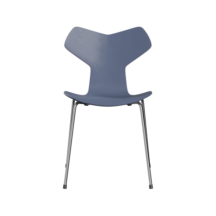 Grand Prix 3130 stol - Dusk blue-målad ask-kromat stålstativ - Fritz Hansen