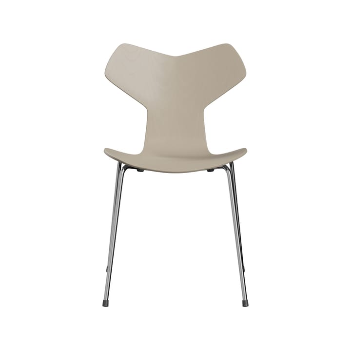 Grand Prix 3130 stol - Light beige-målad ask-kromat stålstativ - Fritz Hansen