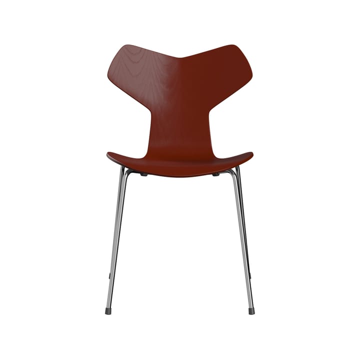 Grand Prix 3130 stol - Venetian red-målad ask-kromat stålstativ - Fritz Hansen