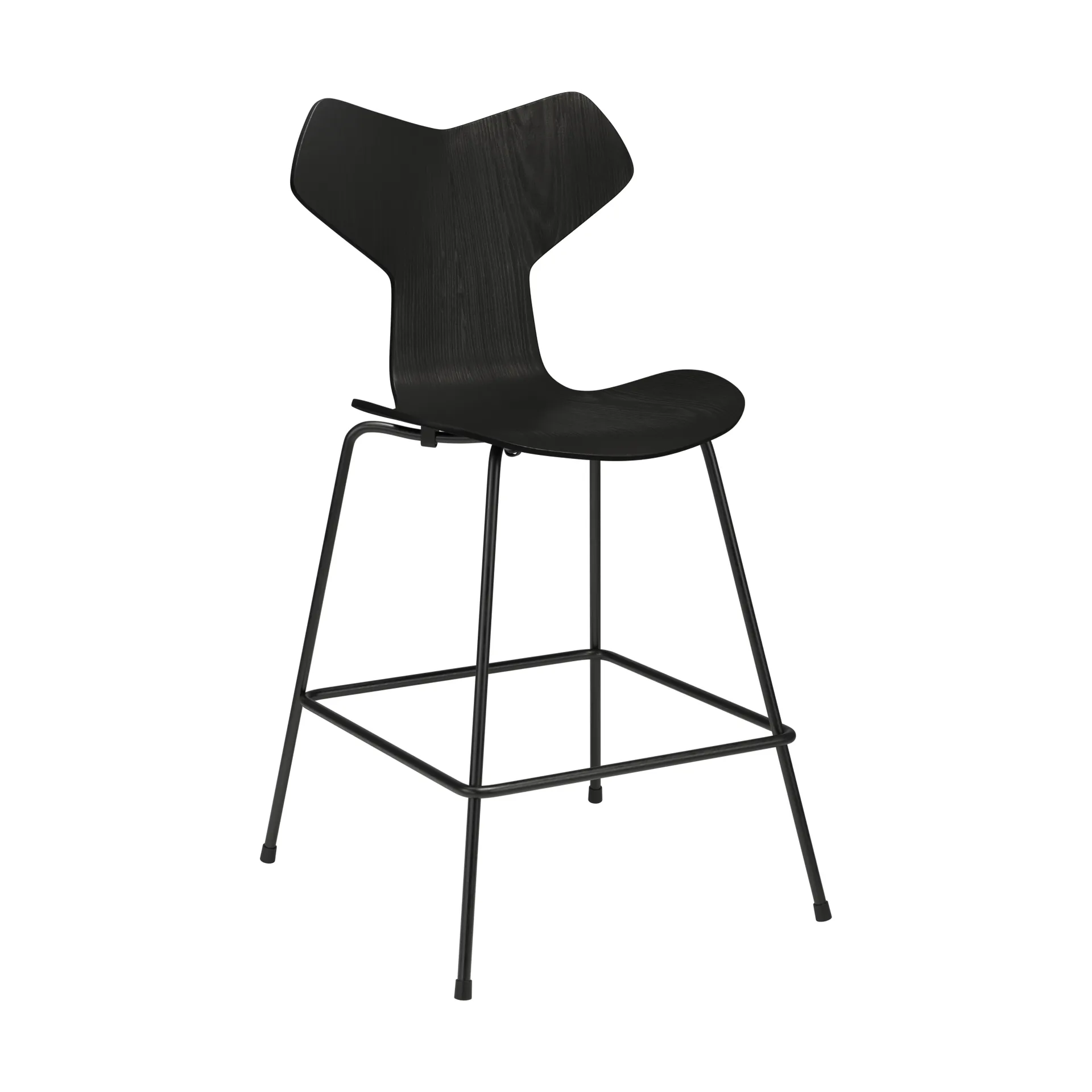 Grand Prix 3138 barstol 64 cm, Svart målad ask-svart stativ Fritz Hansen