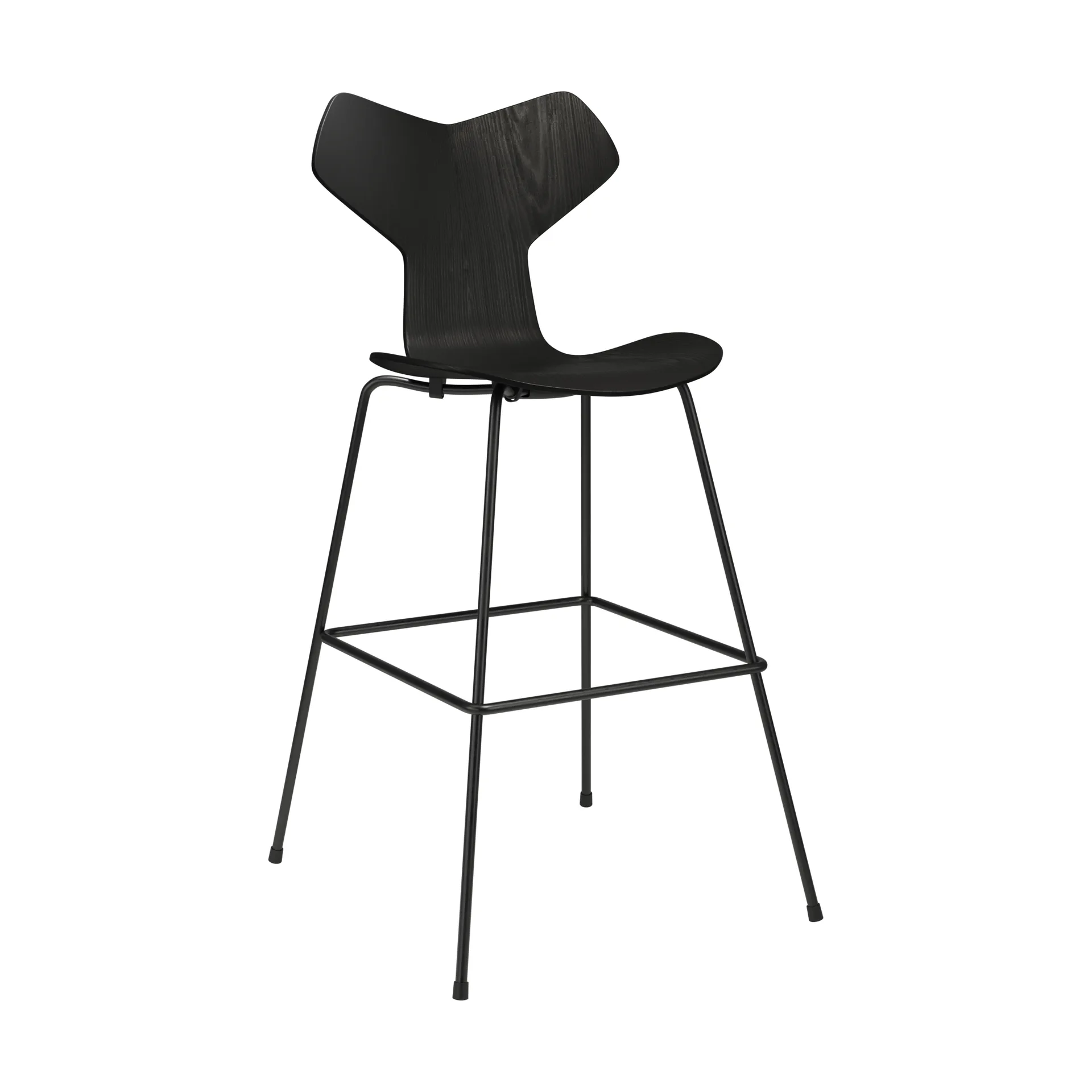 Grand Prix 3139 barstol 76 cm, Svart målad ask-svart stativ Fritz Hansen