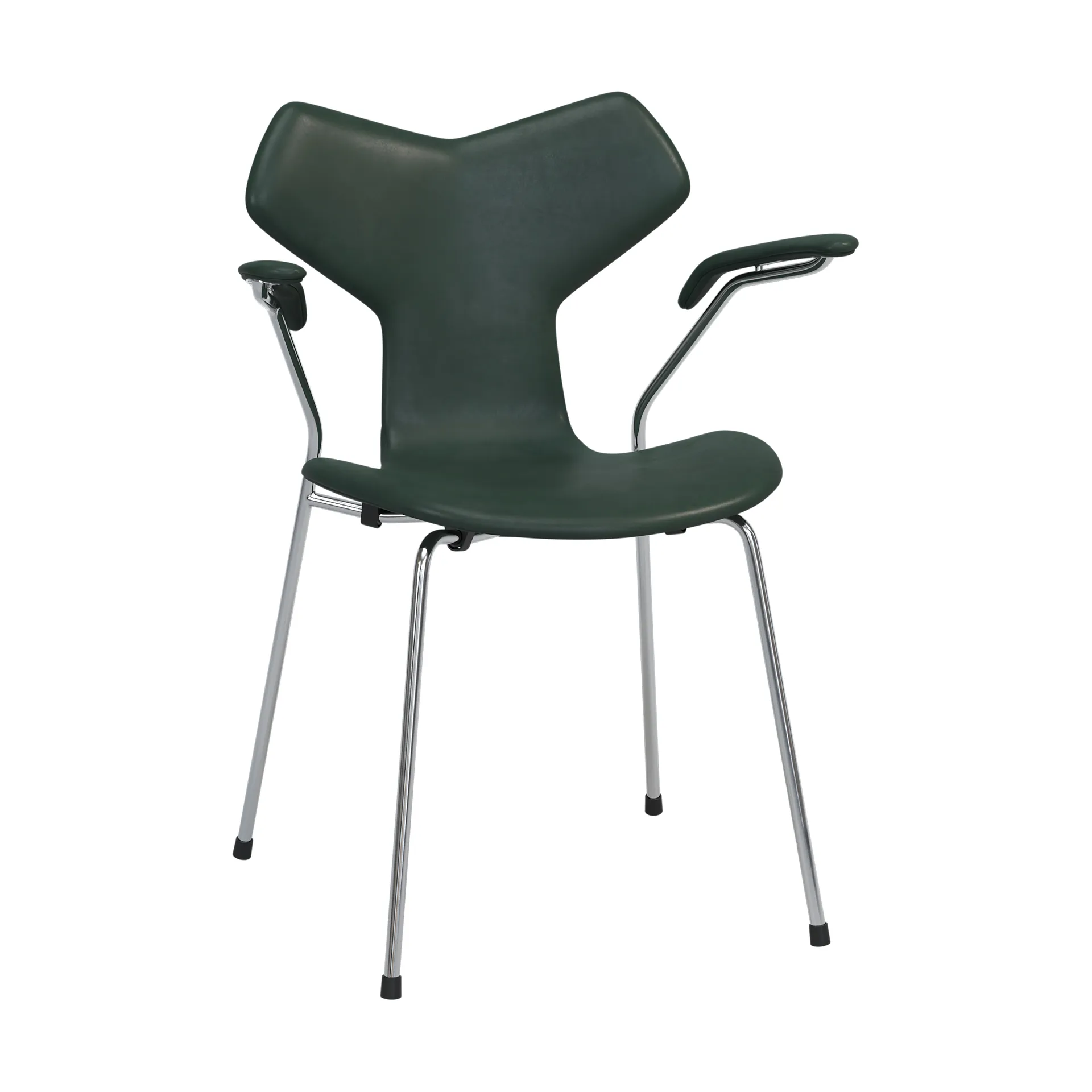 Grand Prix 3230 helklädd stol, Pure Forest green-chrome Fritz Hansen