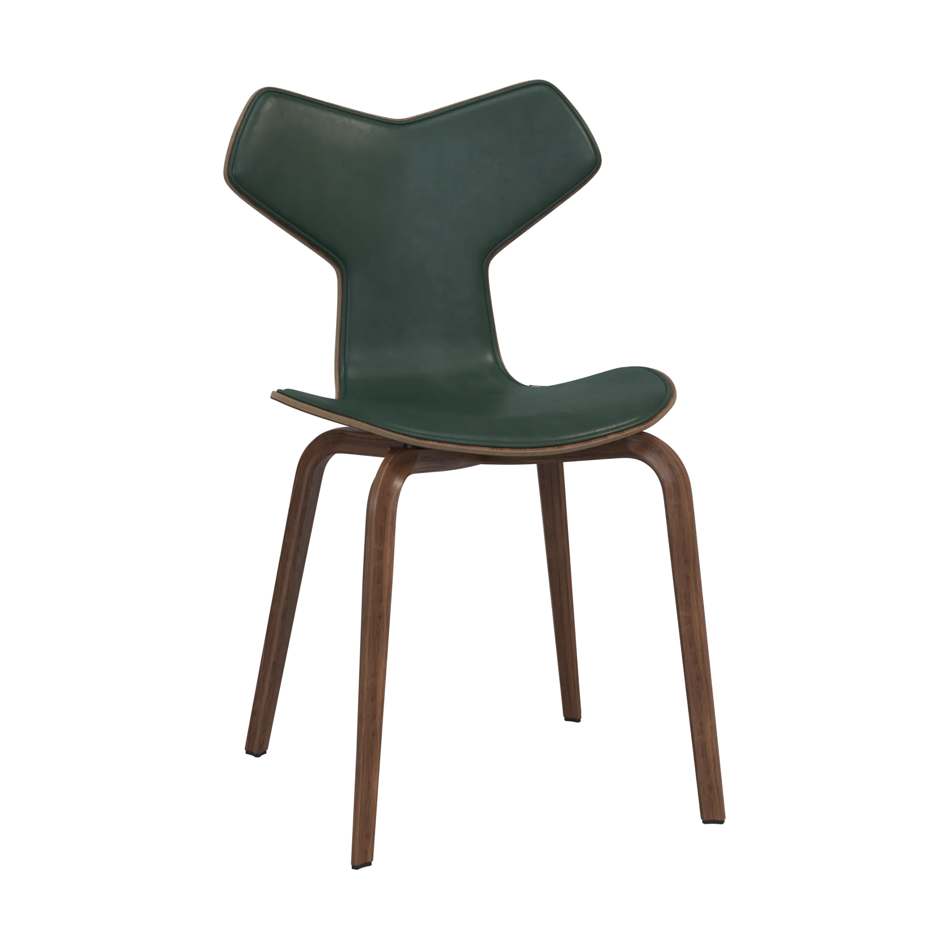 Grand Prix 4130 framsidesklädd stol, Pure Forest green-walnut Fritz Hansen