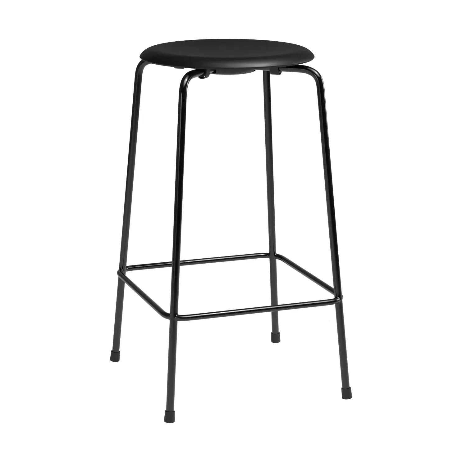 High Dot counter stool 4 ben, Essential black läder-svart stål Fritz Hansen