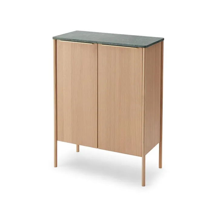 Jut High skåp - Oak oiled-grön marmor-mässing - Fritz Hansen