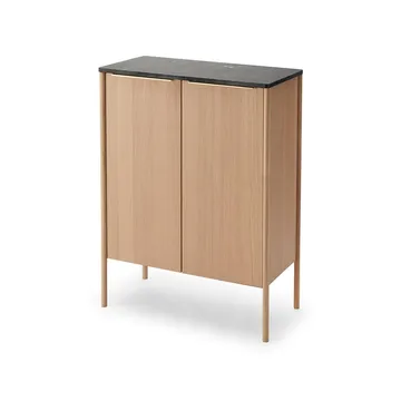 Jut High skåp - Oak oiled-svart marmor-mässing - Fritz Hansen
