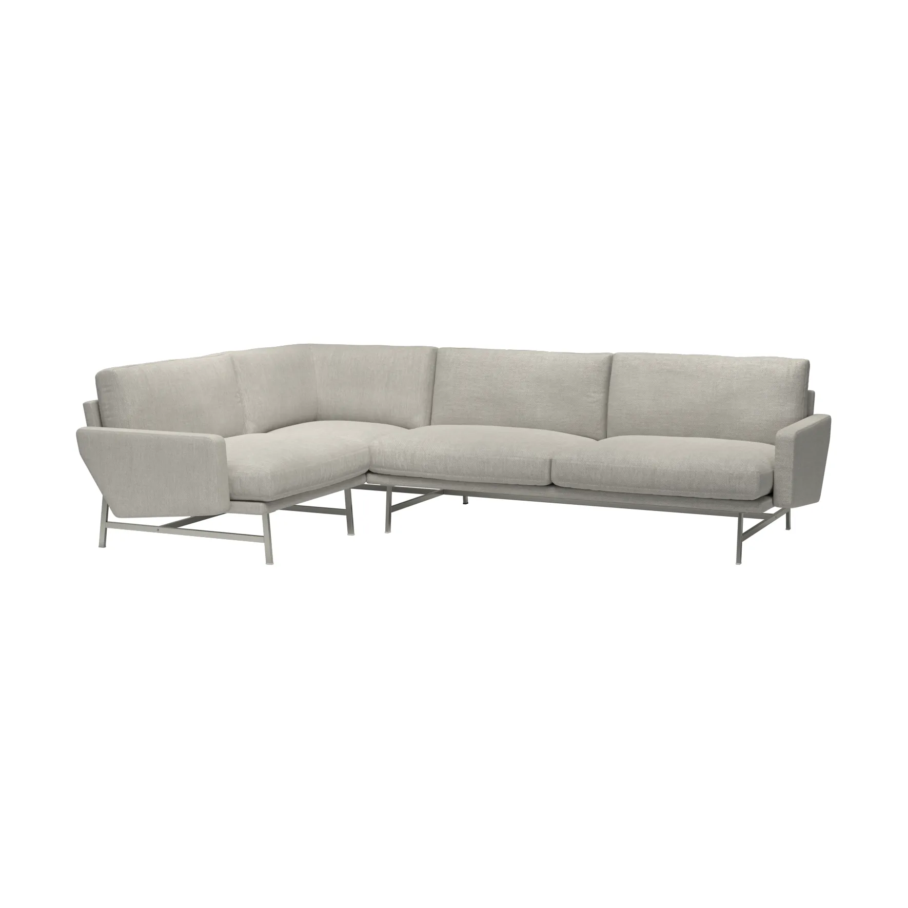 Lissoni PL114 L vänsterställd hörnsoffa, Clay 012-rostfritt stål Fritz Hansen