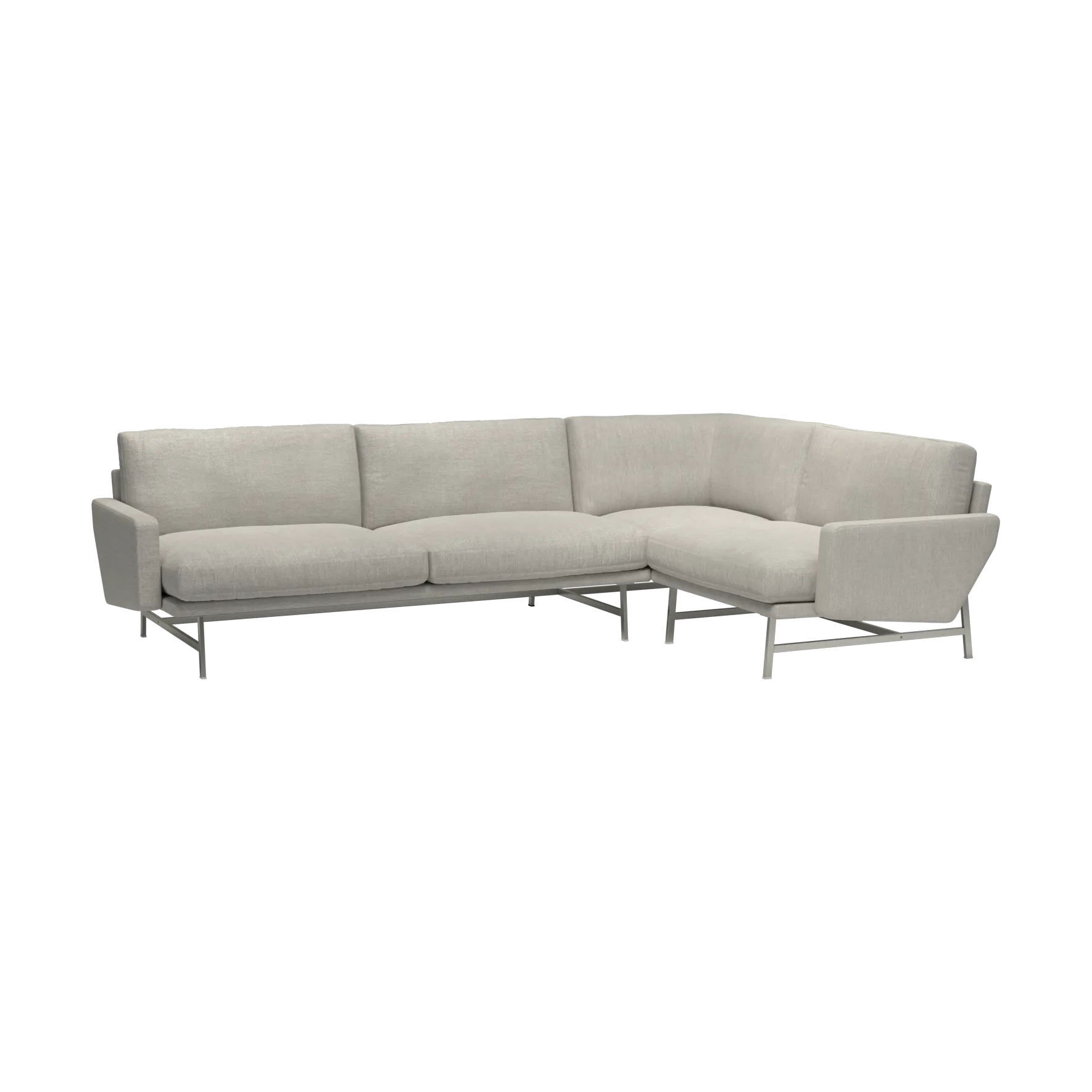 Lissoni PL114 L vänsterställd hörnsoffa, Clay 012-rostfritt stål Fritz Hansen
