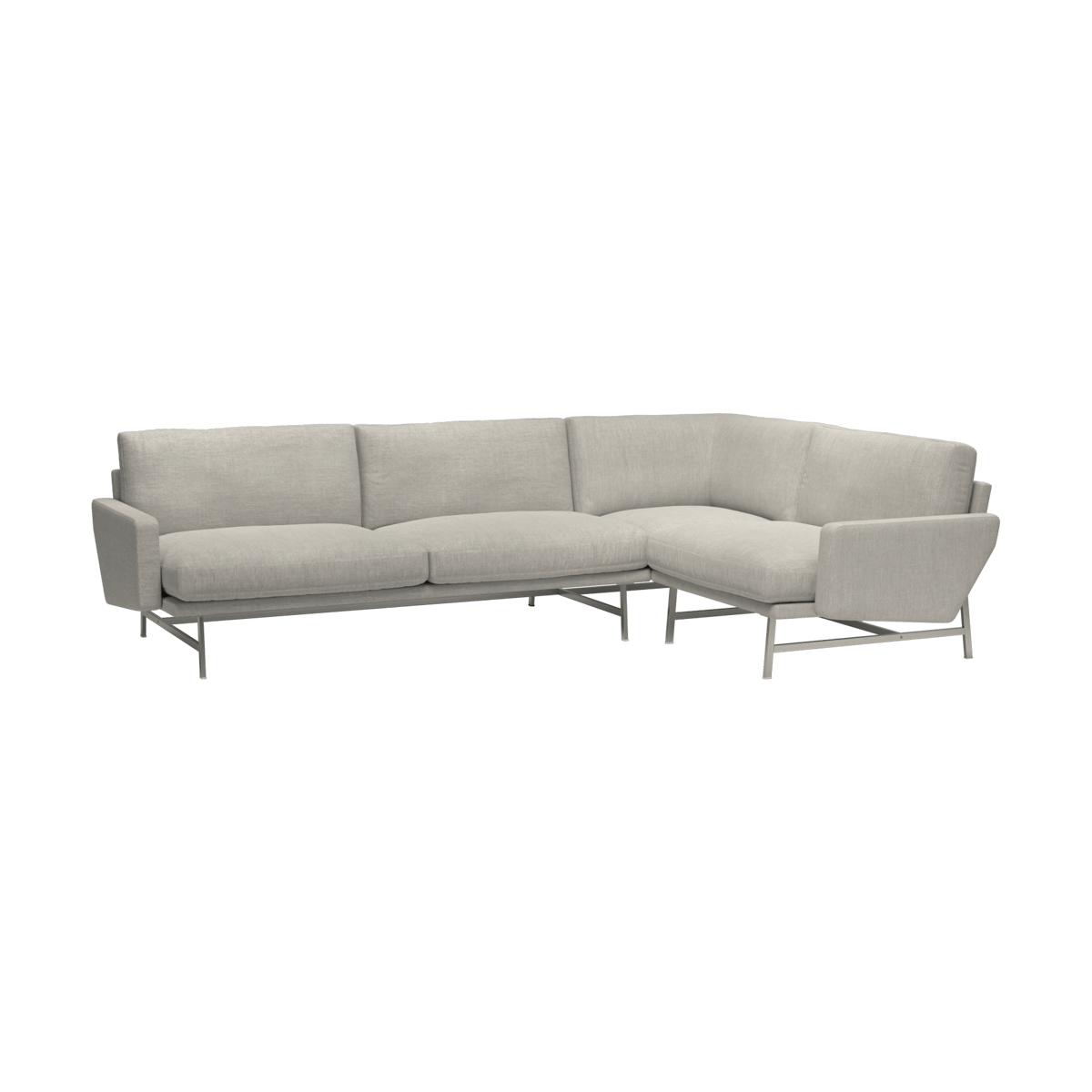 Fritz Hansen Lissoni PL114 L vänsterställd hörnsoffa Clay 012-rostfritt stål