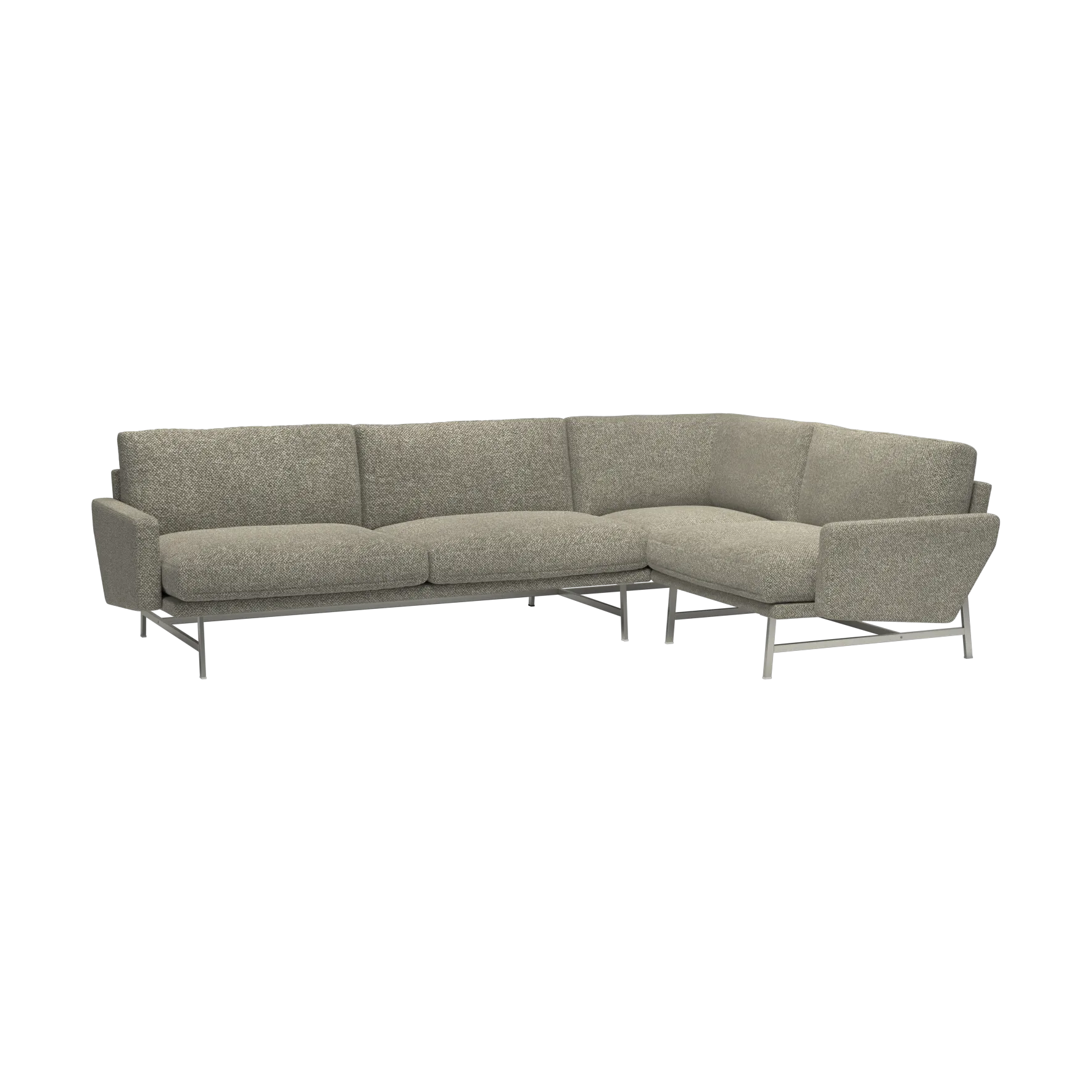 Lissoni PL114 L vänsterställd hörnsoffa, Moss 015-rostfritt stål Fritz Hansen