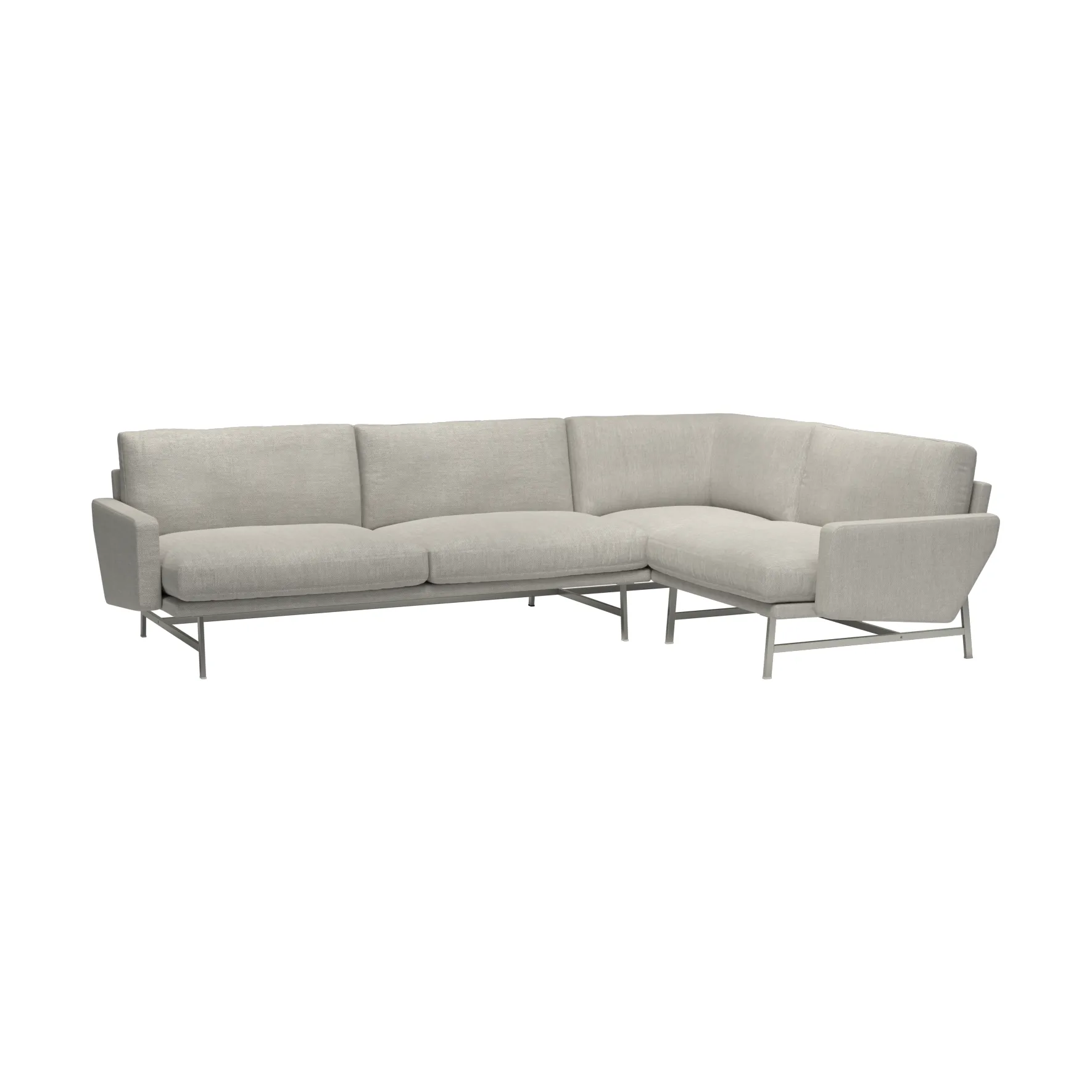 Lissoni PL114 R högerställd hörnsoffa, Clay 012-rostfritt stål Fritz Hansen