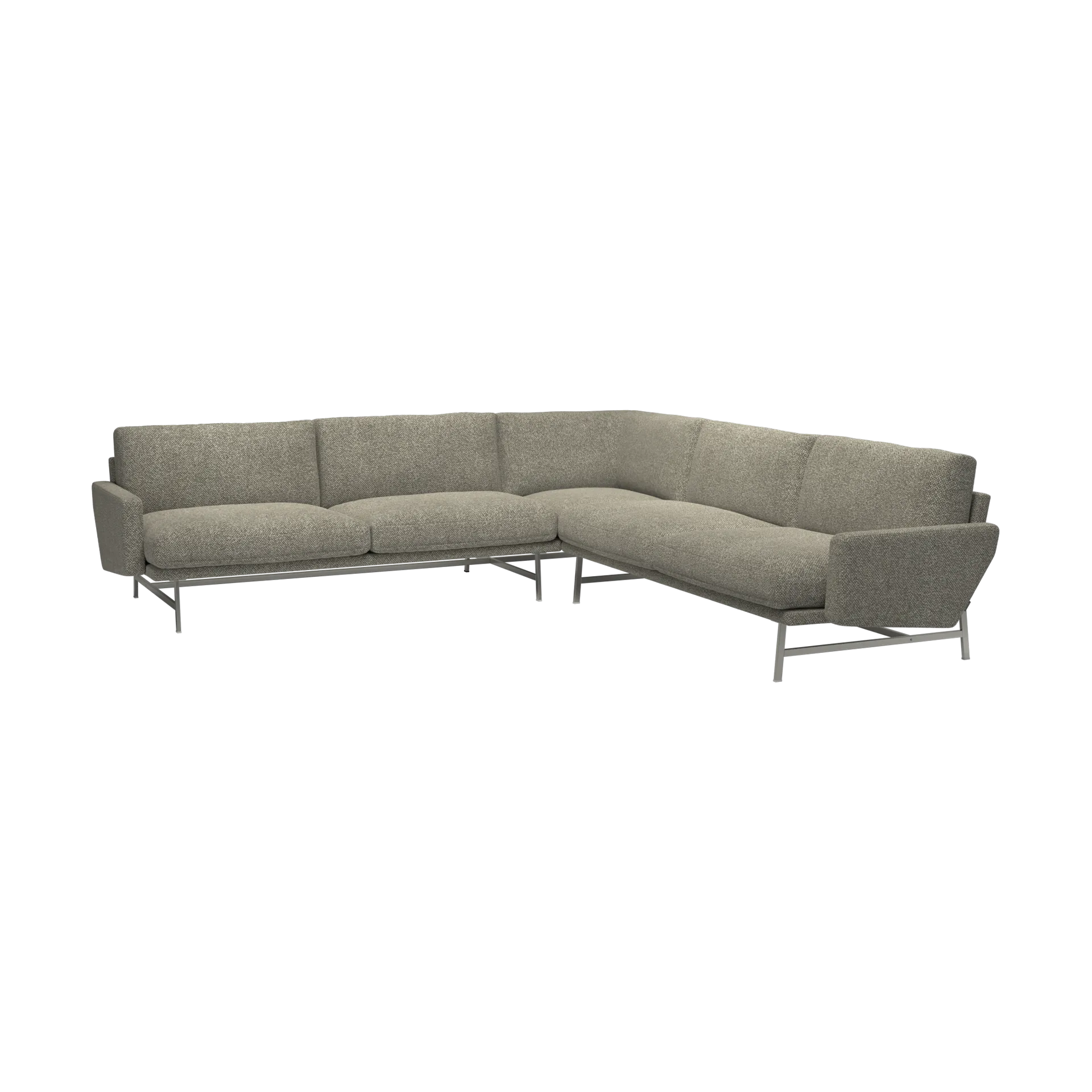 Lissoni PL115 hörnsoffa, Moss 015-rostfritt stål Fritz Hansen