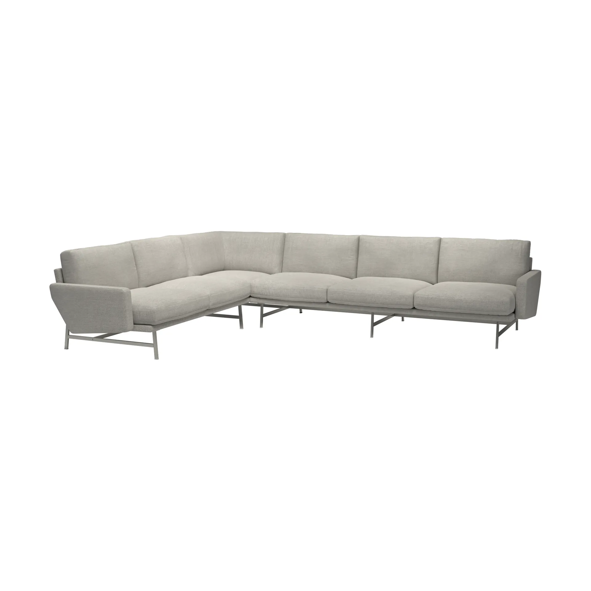 Lissoni PL117 L vänsterställd hörnsoffa, Clay 012-rostfritt stål Fritz Hansen
