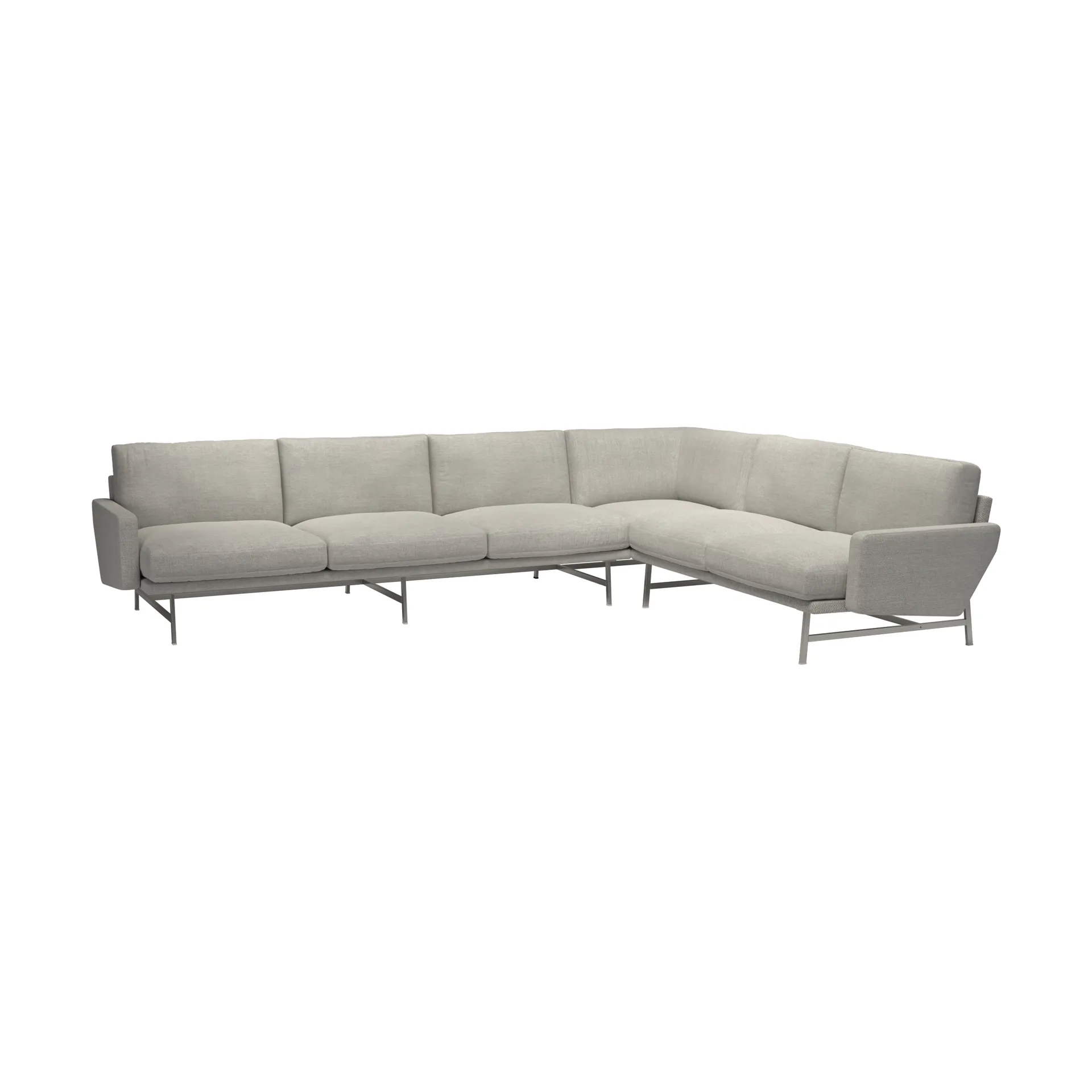 Lissoni PL117 R högerställd hörnsoffa, Clay 012-rostfritt stål Fritz Hansen