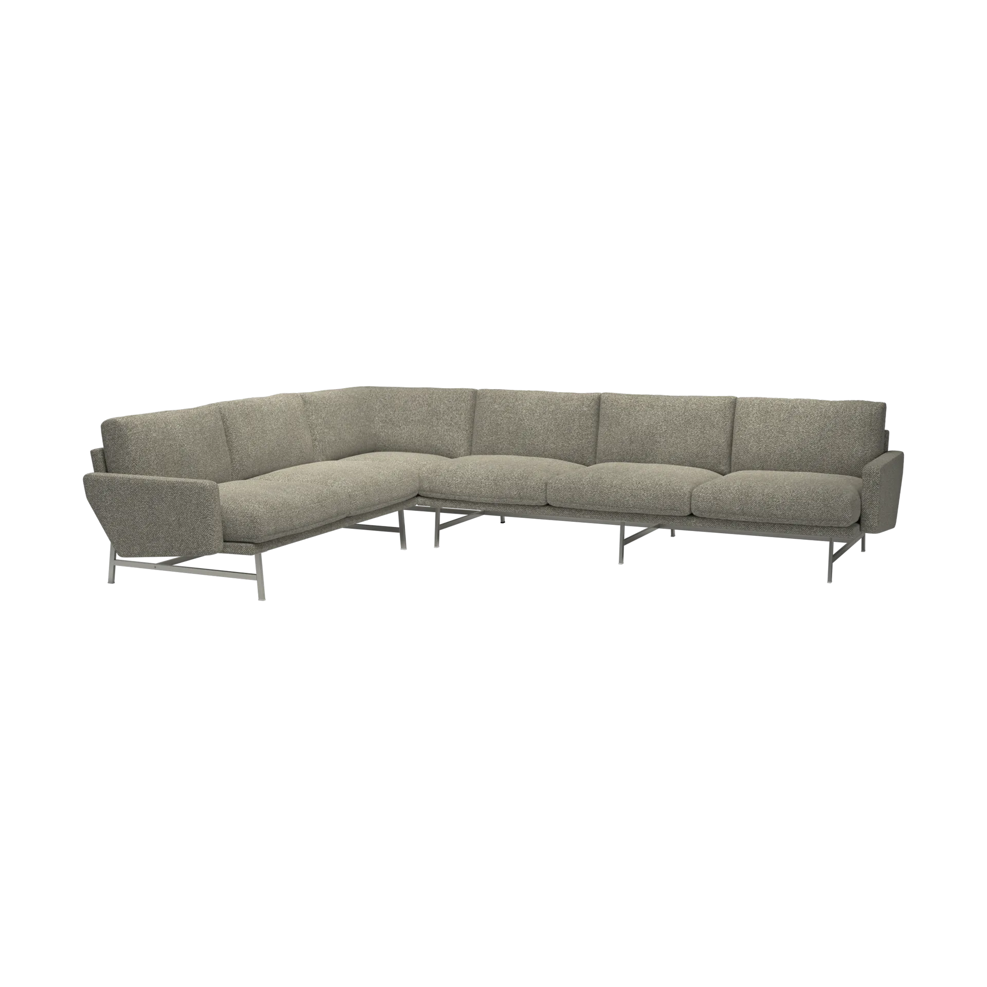 Lissoni PL117 R högerställd hörnsoffa, Moss 015-rostfritt stål Fritz Hansen