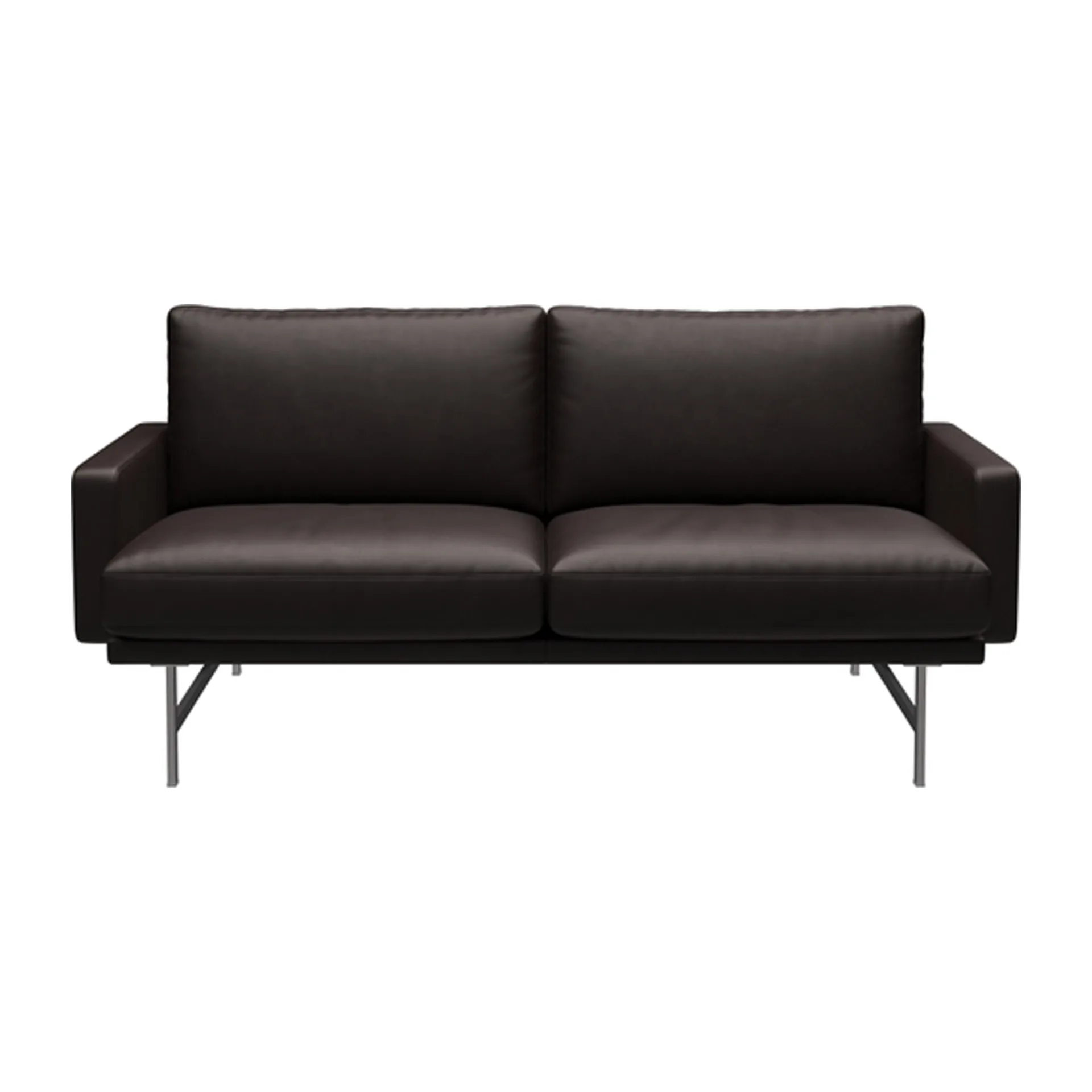 Lissoni soffa 2-sits PL112S, Grace-dark brown-mattborstad krom Fritz Hansen