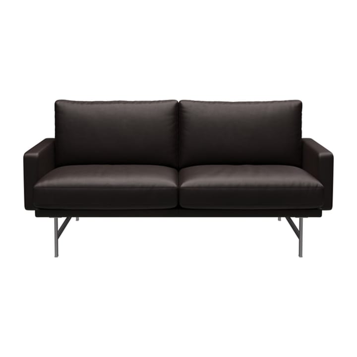 Lissoni soffa 2-sits PL112S, Grace-dark brown-mattborstad krom Fritz Hansen