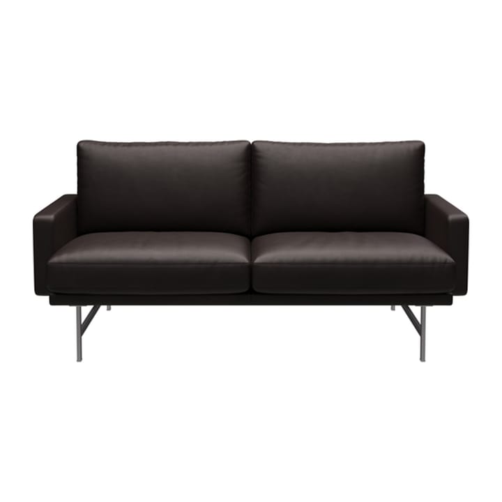 Lissoni soffa 2-sits PL112S - Grace-dark brown-mattborstad krom - Fritz Hansen