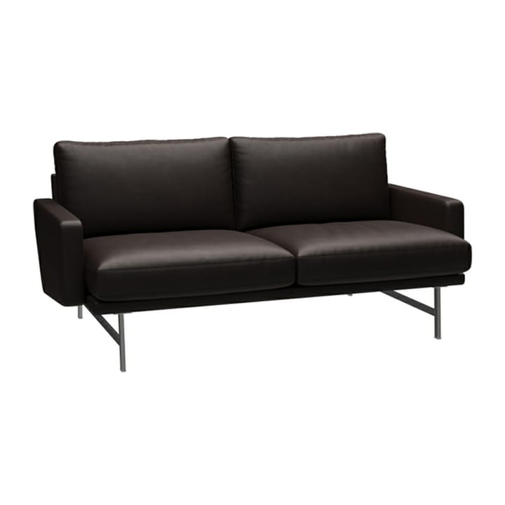 Lissoni soffa 2-sits PL112S - Graze läder-mattborstad krom - Fritz Hansen