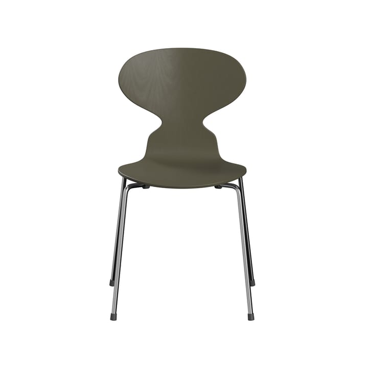 Myran 3101 stol - olive green, målad ask, kromat stålstativ - Fritz Hansen