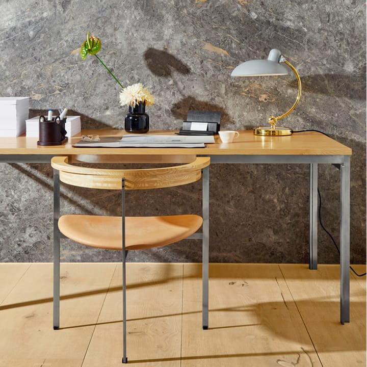 PK11 stol, Leather rustic brown-Ash-steel Fritz Hansen