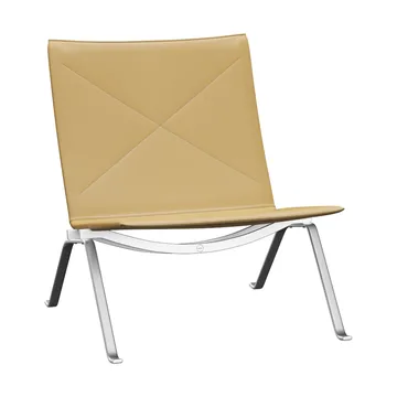 PK22 fåtölj - Aura beige läder-rostfritt stål - Fritz Hansen