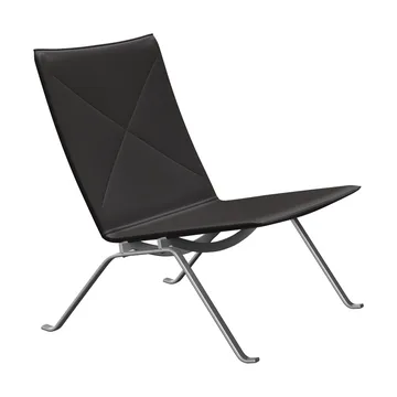 PK22 fåtölj - Aura black brown läder-rostfritt stål - Fritz Hansen