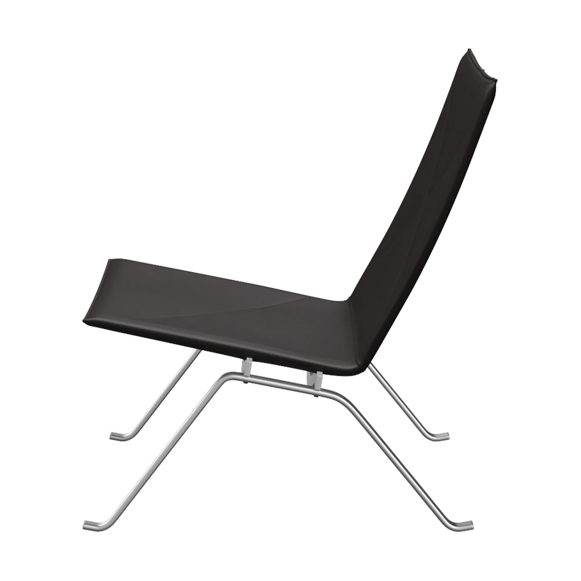 PK22 fåtölj, Aura black brown läder-rostfritt stål Fritz Hansen