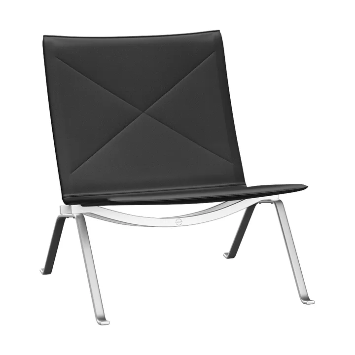 PK22 fåtölj - Aura black läder-rostfritt stål - Fritz Hansen