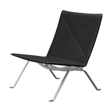 PK22 fåtölj - Aura black läder-rostfritt stål - Fritz Hansen