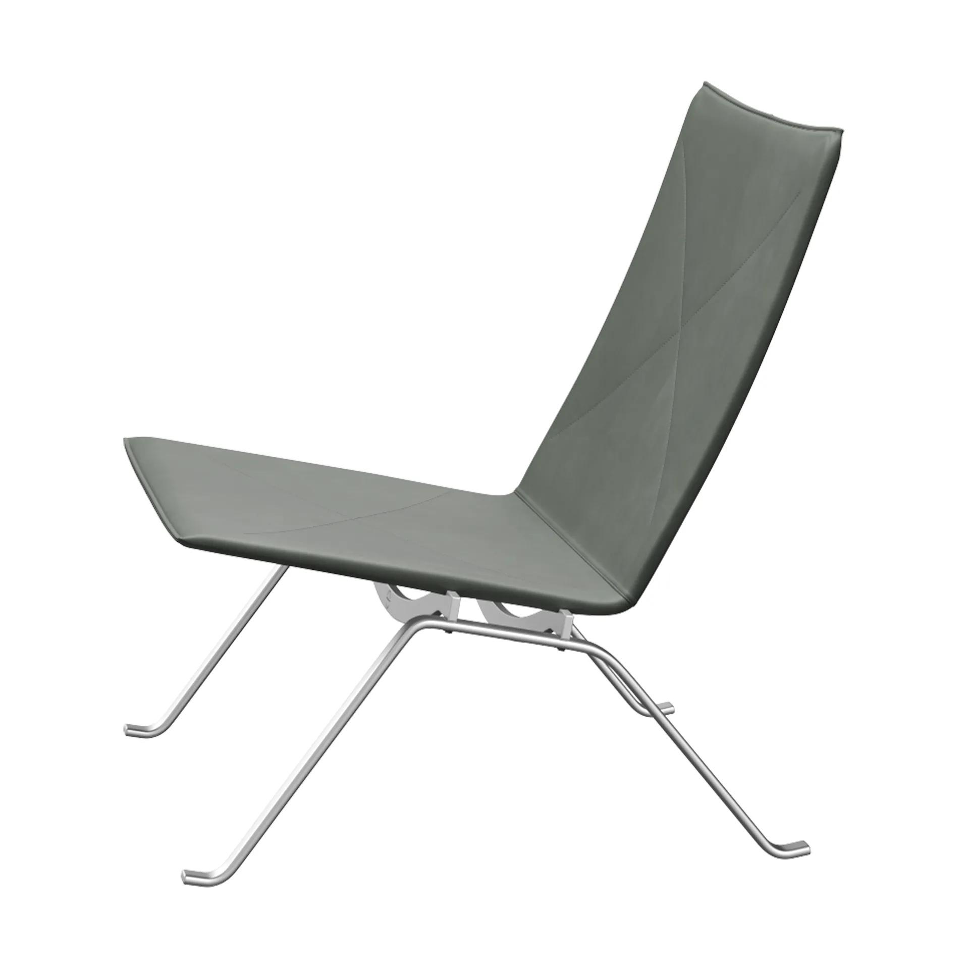 PK22 fåtölj, Grace concrete grey läder-rostfritt stål Fritz Hansen