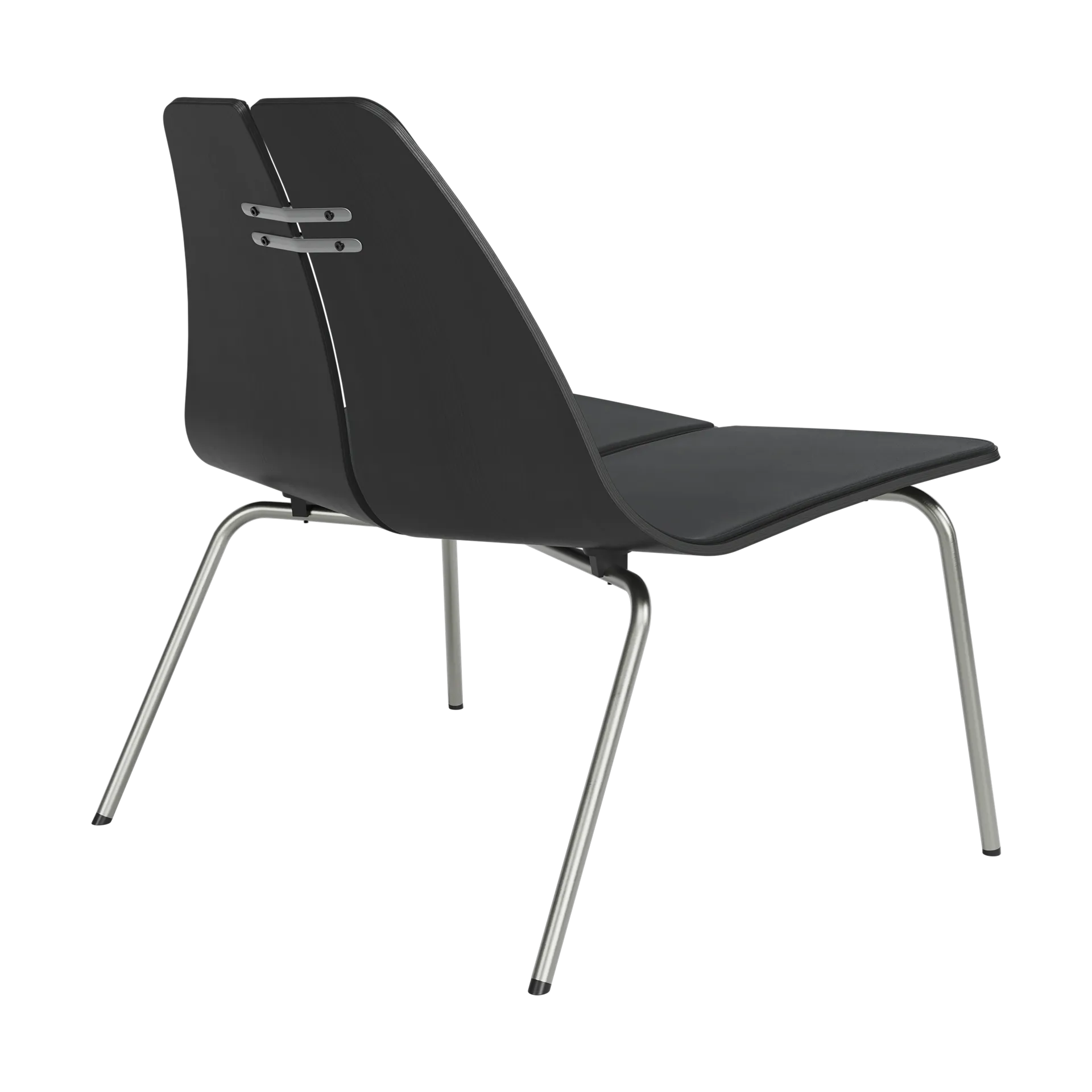 PK23 fåtölj, Black-Christianshavn 1175-rostfritt stålstativ Fritz Hansen
