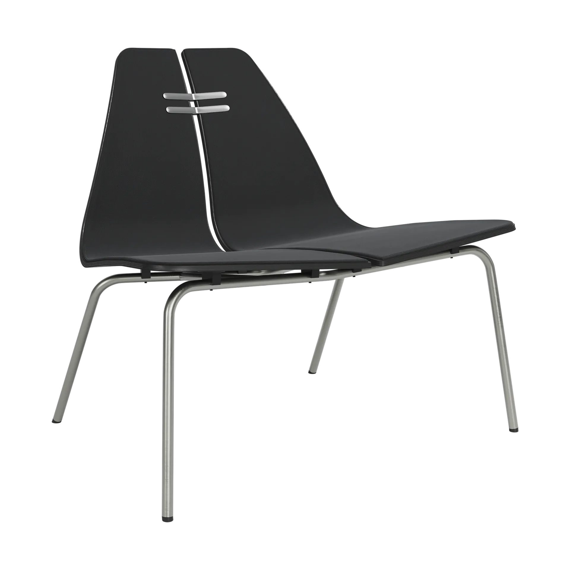 PK23 fåtölj, Black-Christianshavn 1175-rostfritt stålstativ Fritz Hansen